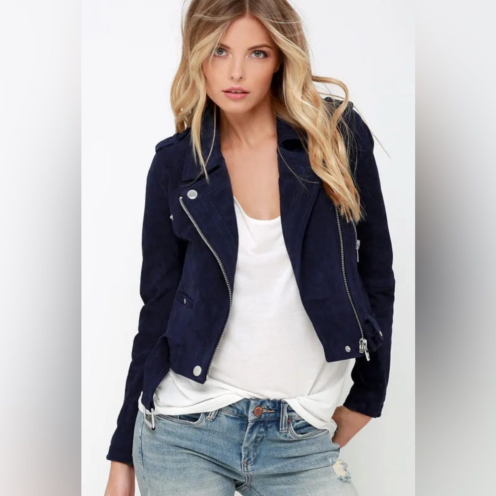 BLANK NYC Navy Suede Jacket